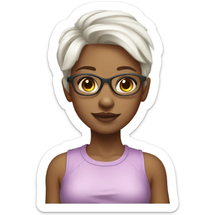 girl in glasses rainbow hair portrait white girl short hair sticker