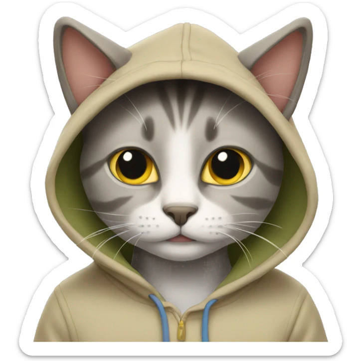 Cat wearing hoodie sticker