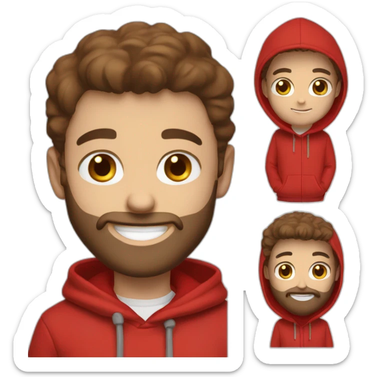 white dude smiling with a brown beard and short brown hair with a red hooded hoodie with "Posh" embroidered on the hoodie sticker