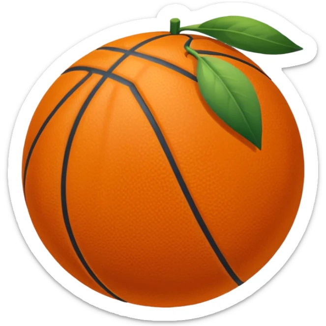 Faça um emoji de uma bola de Basquete branca e nela um símbolo de verificado sticker