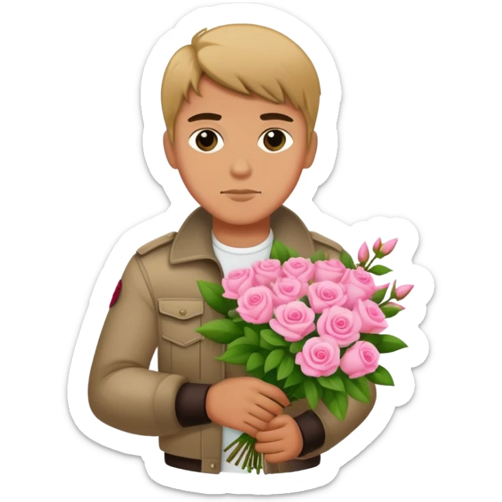 The bad boy is holding a bouquet of pink jasmine roses sticker