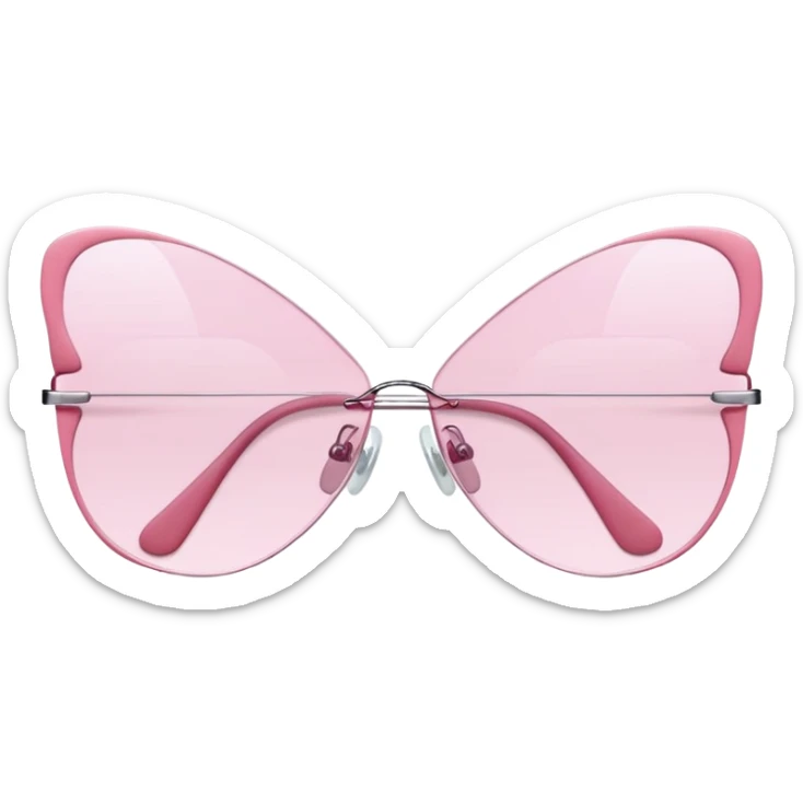 Y2K butterfly shaped pink frameless glasses, early 2000s fashion, no rim sticker