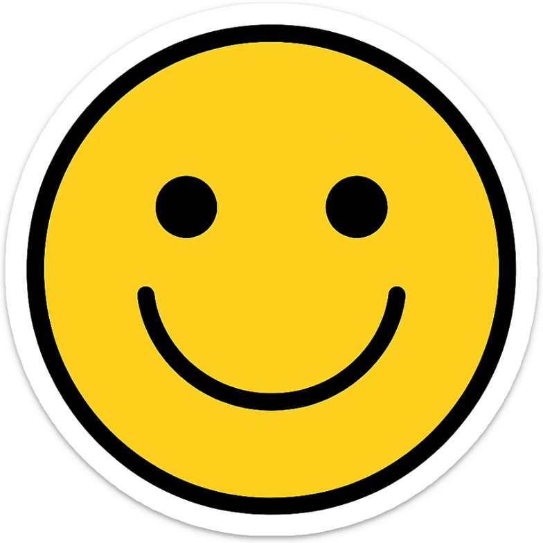 color outline icon style smile emoji with yellow face and black outline sticker