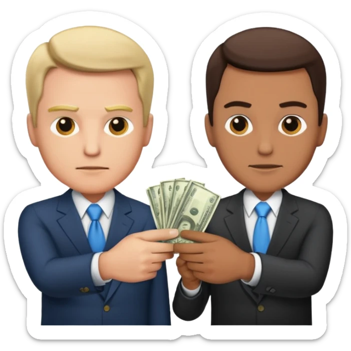 money exchanging between two men (one is a business man and one is a politician) sticker