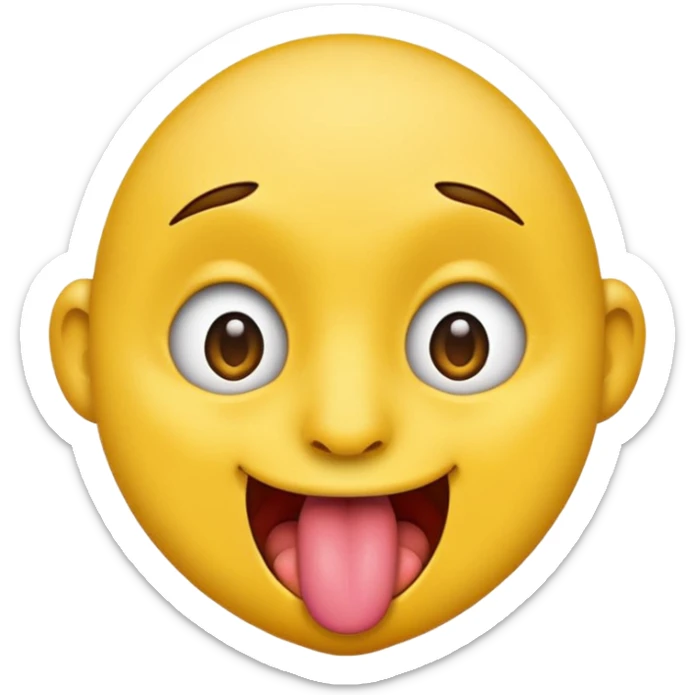Makes an emoji stickers that looks funny with tongue out and the eyes are pointing on the edge of the nose sticker