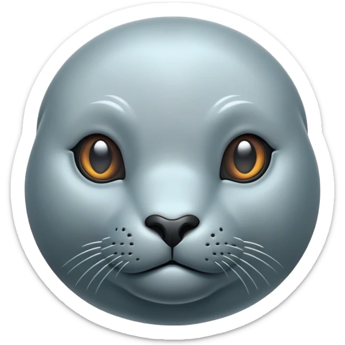 Cinematic Noble Seal Portrait Emoji, Poised and streamlined, with a sleek, smooth body of glossy, muted hues and expressive, dark eyes complemented by a rounded, agile head, Simplified yet sharp and sophisticated features, highly detailed, glowing with a soft, maritime luminescence, high shine, intelligent and graceful, stylized with an air of coastal authority, focused and alert, soft glowing outline, capturing the essence of a watchful marine guardian that appears ready to glide out of the screen with effortless authority! sticker