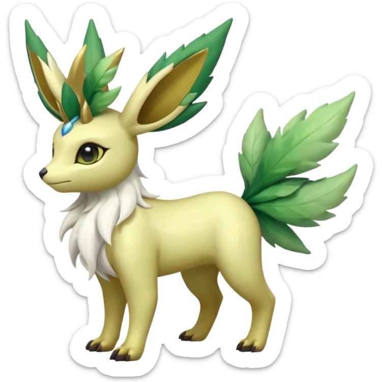 Shiny Iridescent Helioptile-Amaura-Leafeon-Shaymin-Fakémon-hybrid-creature (full body)  sticker