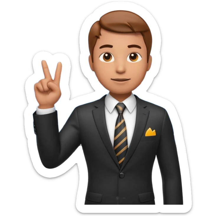 A stylized 3D emoji icon of a male financial analyst in a sharp formal suit and tie. He has a confident, speaking expression and is pointing his finger back towards a large digital screen behind him. The screen is glowing with complex financial line graphs, upward arrow trends. sticker