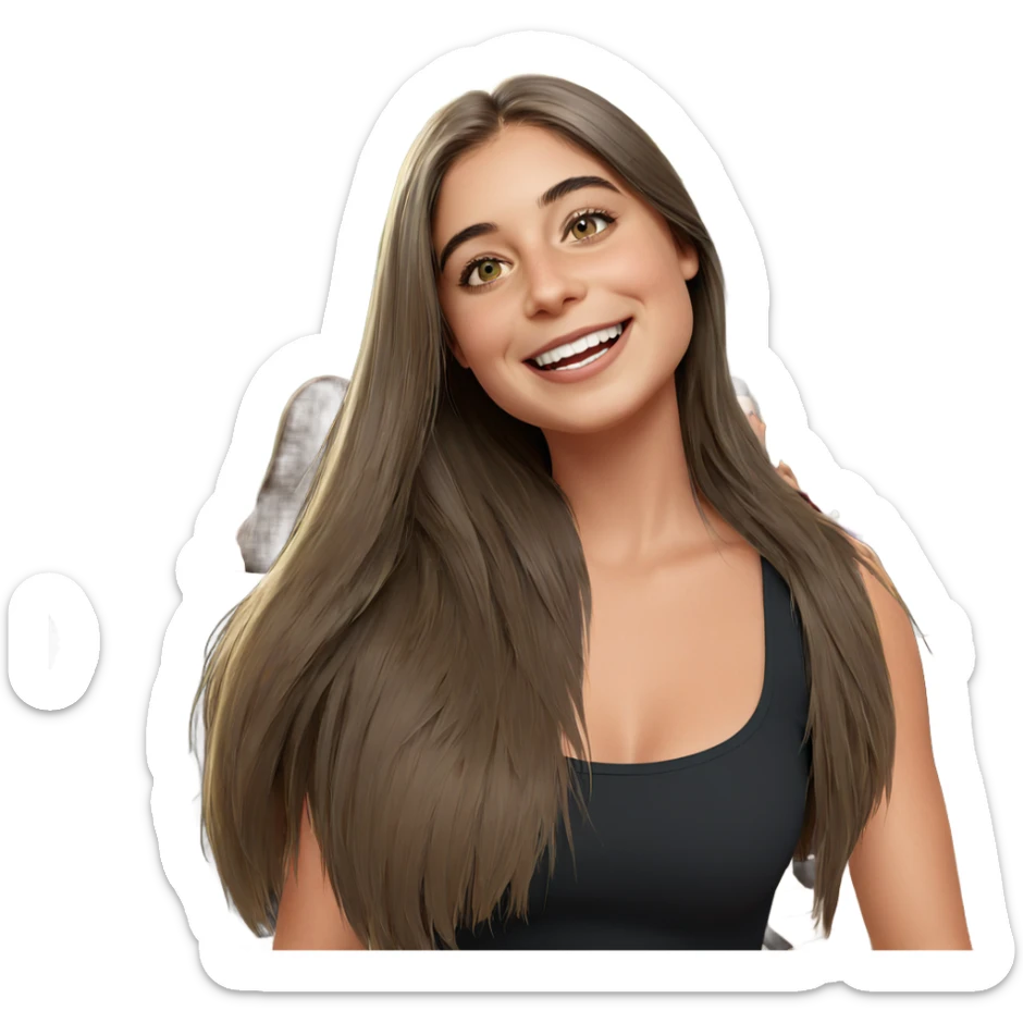 happy girl among friends sticker