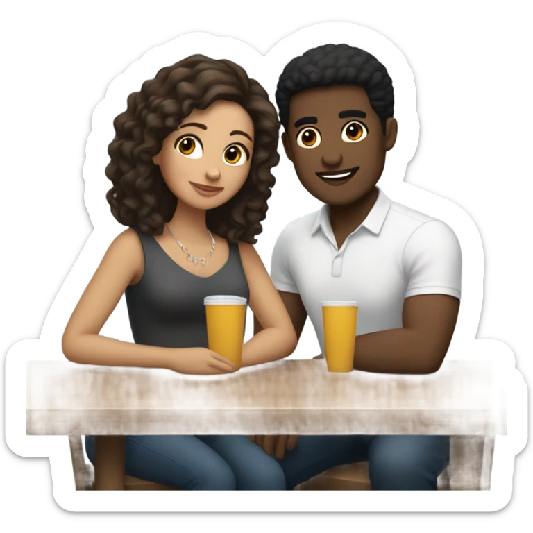 latina girlfriend black and white boyfriend brown hair on a date   sticker