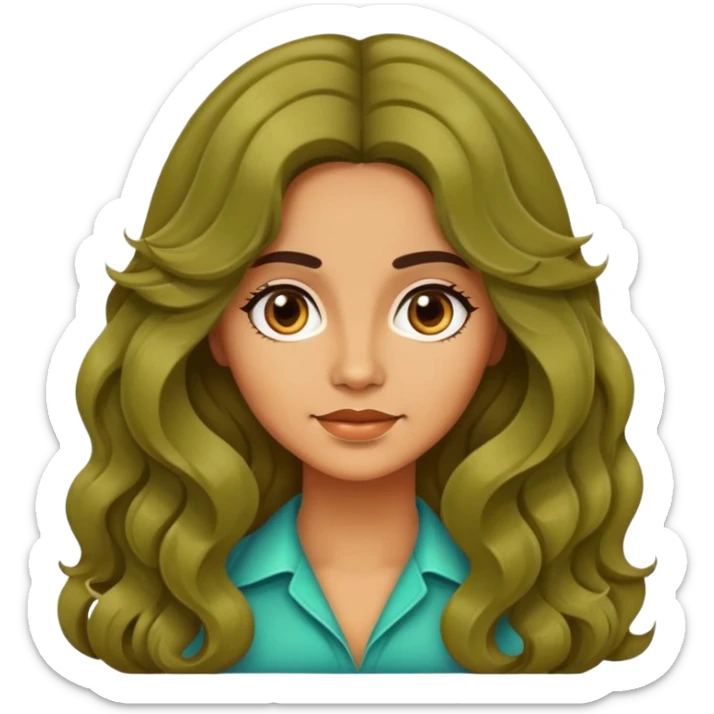 Alluring 1970's greek olive skin shiny long wavy textured tousled hair sticker