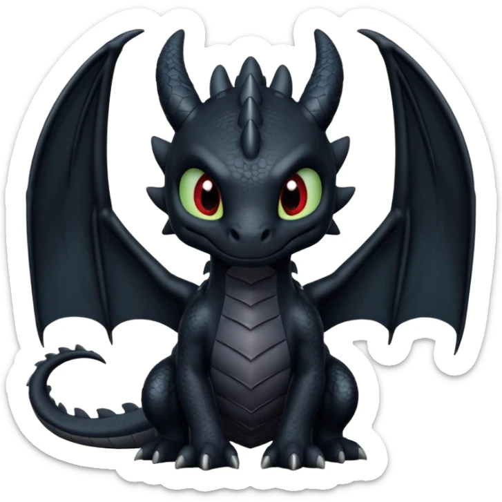 Un dragón furia nocturna mirando de frente animado  sticker