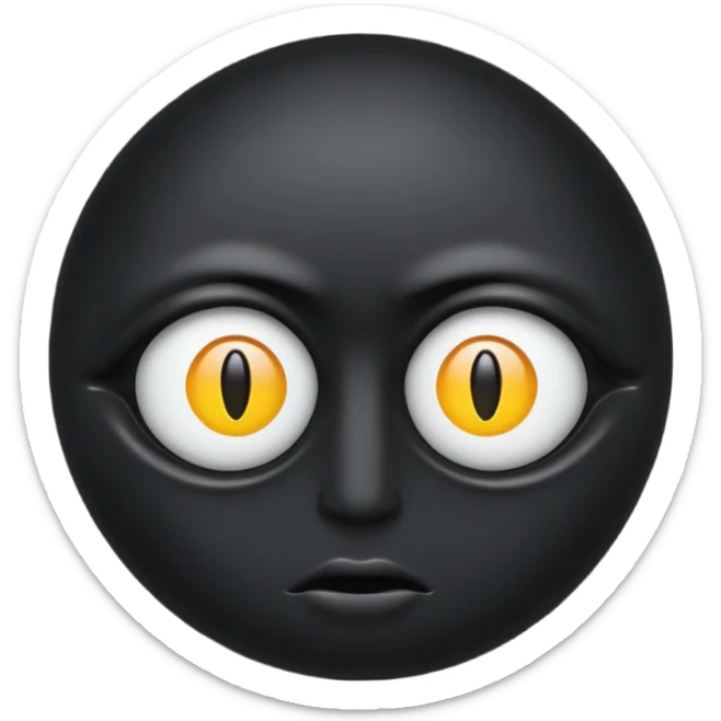 Minimal emoji, single eye made of black metal, pupil replaced by a solid metal number 8, restrained gothic symbolism, avant-garde minimalism, no glow, no neon, flat emoji style, centered, transparent background sticker