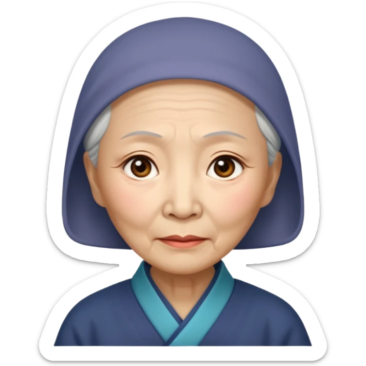 old chinese woman with Compassion - sympathetic concern for the sufferings of others sticker