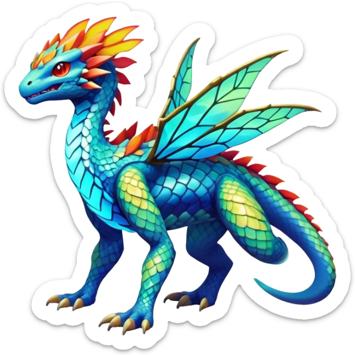 Elemental Exotic Colorful Fantasy Pokémon-Fakémon-hybrid-creature (full body) sticker