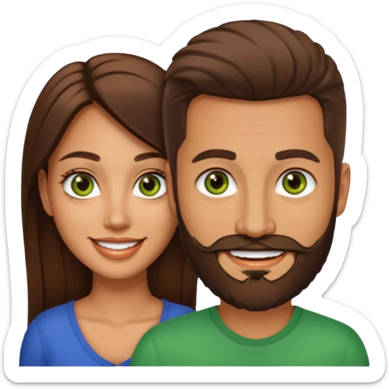 Naked Latina woman brown eyes with white man with brown beard and green eyes sticker