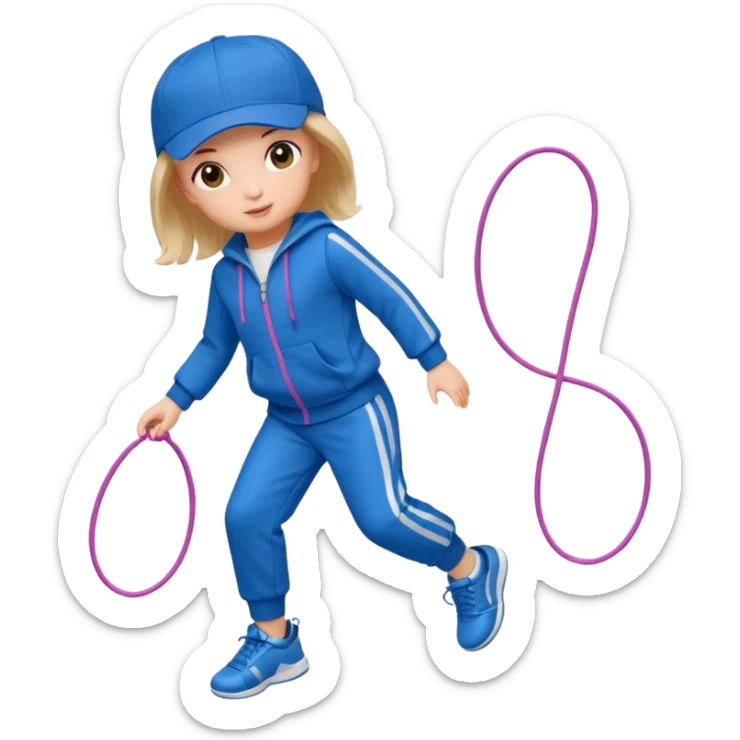 hree big emojis: 👧🏻🎀 (doll girl), 😀👕4️⃣5️⃣6️⃣🤾 (player jumping rope in tracksuit 456), 👦🏻🧢 (boy with cap). sticker