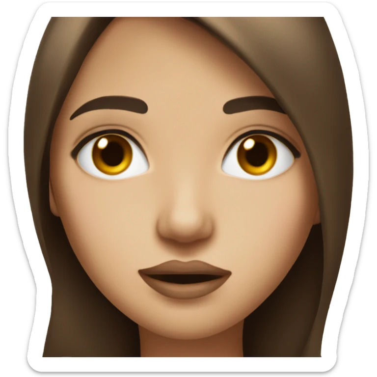 Pretty girl with drown eyes and long straight brown hair and plump lips  sticker