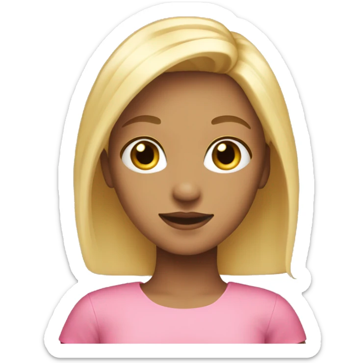 Girl wear pink dress with blond hair  sticker