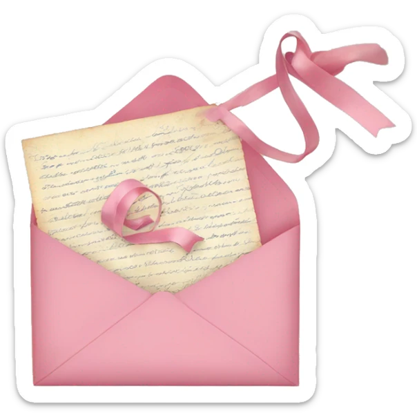 vintage love letters in envelope tied with a baby pink ribbon  sticker