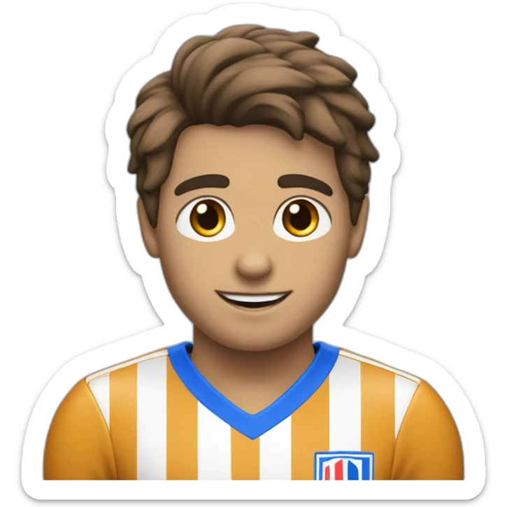 Jeune footballeur avec le numero 8 de couleur   de bleu et peau blanche et de cheveux brun et court sticker