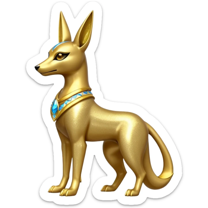 Golden Sparkly Shiny glittery Gold Anubis-Umbreon-Lucario-fusion Statue sticker