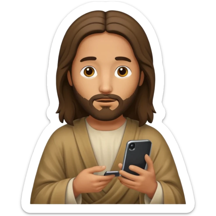 Jésus sur son téléphonesur son téléphone en train de le regarder sticker