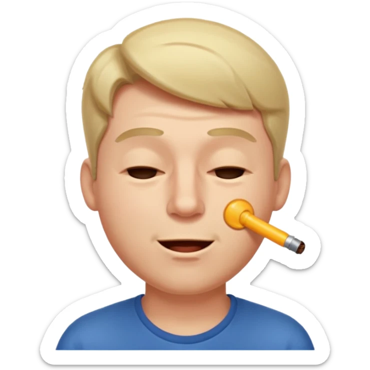 A male squinting his eyes closed but the mouth is whistling sticker