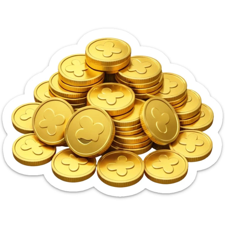 small pile of gold coins, 3D emoji style, shiny gold, no symbols, no text,  sticker