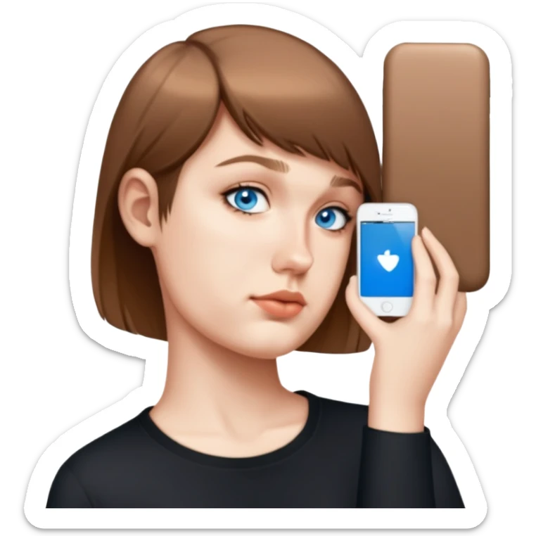 female, wearing black tshirt, short hair sticker