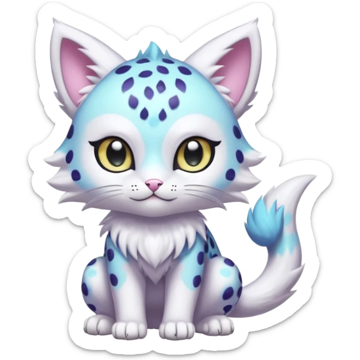 Pastel Shiny Cute Elegant Realistic Adorable Pretty Beautiful Meicoomon-Gatomon-Liepard-Pokémon-Digimon-Fakémon-fusion-hybrid-creature sticker