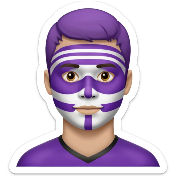 maak en emojie die paarse en witte streppen op zijn gezicht heeft want hij is een suporter van anderlecht sticker