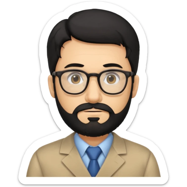 Professor in the la casa de papel TV show, with black hair and beard sticker