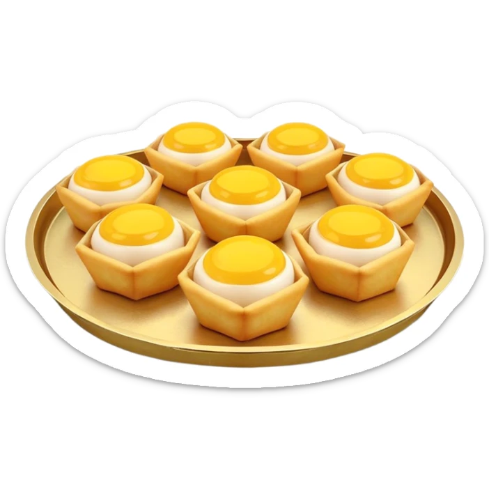 3D rendered authentic Hong Kong egg puffs (港式鸡蛋仔) on a street food tray, traditional hexagonal bubble shape, golden color, hyper-realistic texture, glossy finish, street food presentation sticker