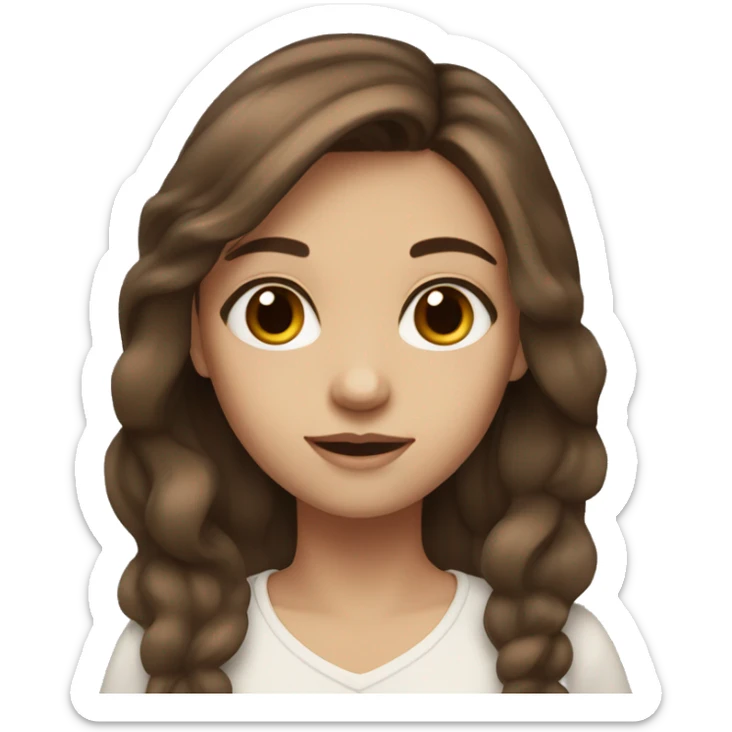 girl with a brown hair a white brown skin and brown eyes  sticker