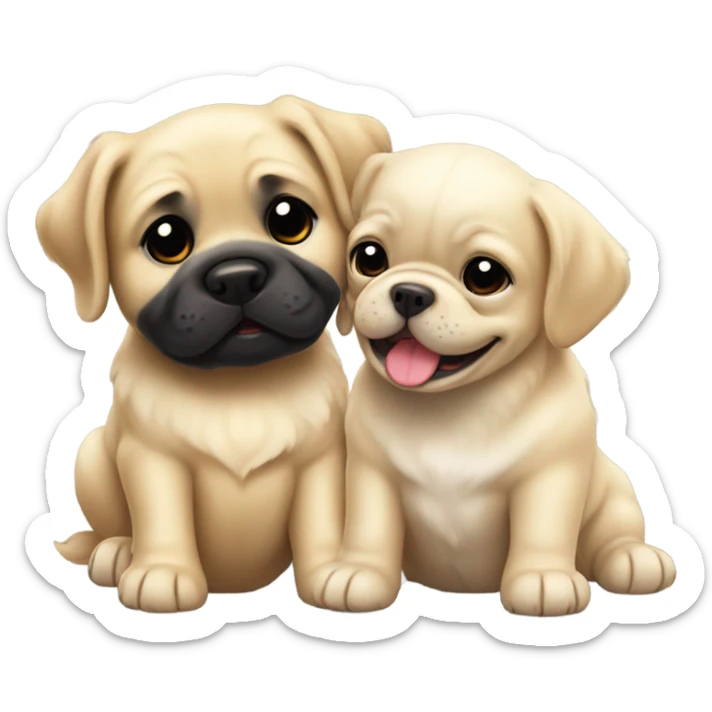 English cream golden retriever and a black frenchie as best friends sticker