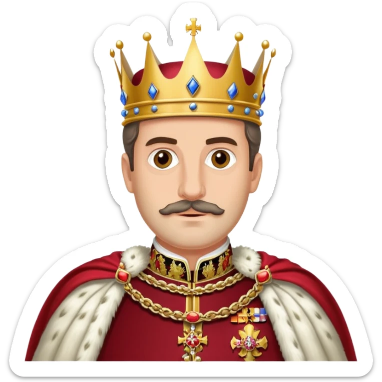 Carlos I of Spain, Habsburg king with crown and royal attire, prominent jaw sticker