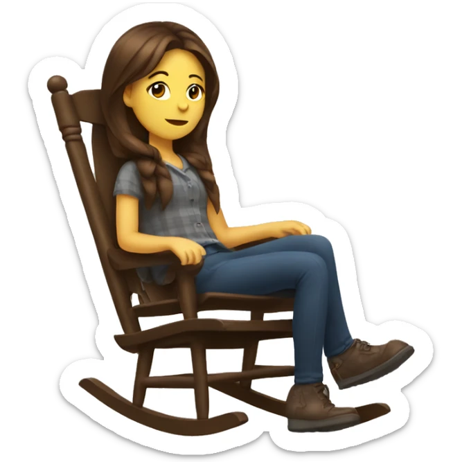 Girl with brown hair sitting in a rocking chair sticker