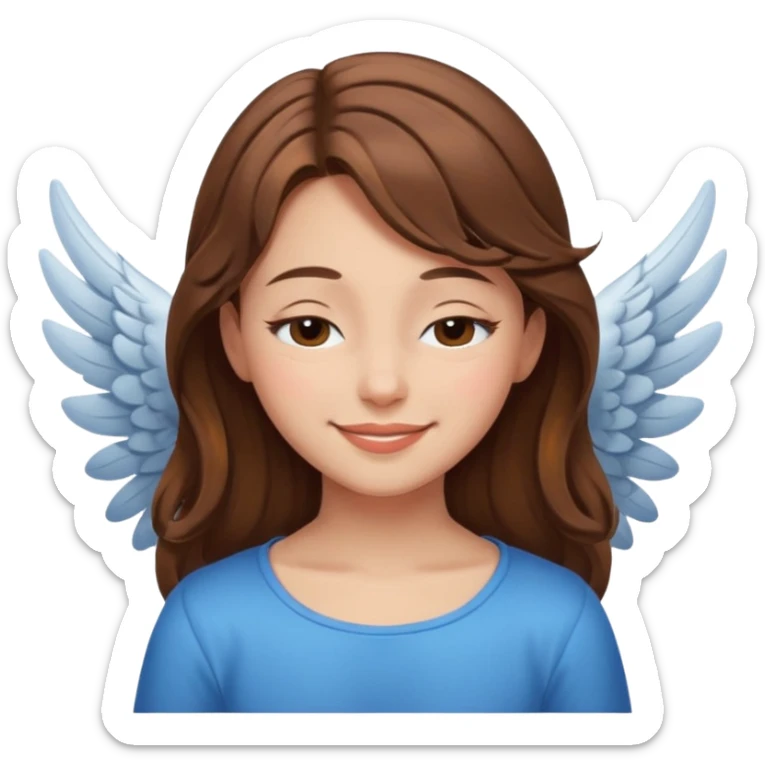 smiling girl with wings with her eyes closed and brown hair sticker