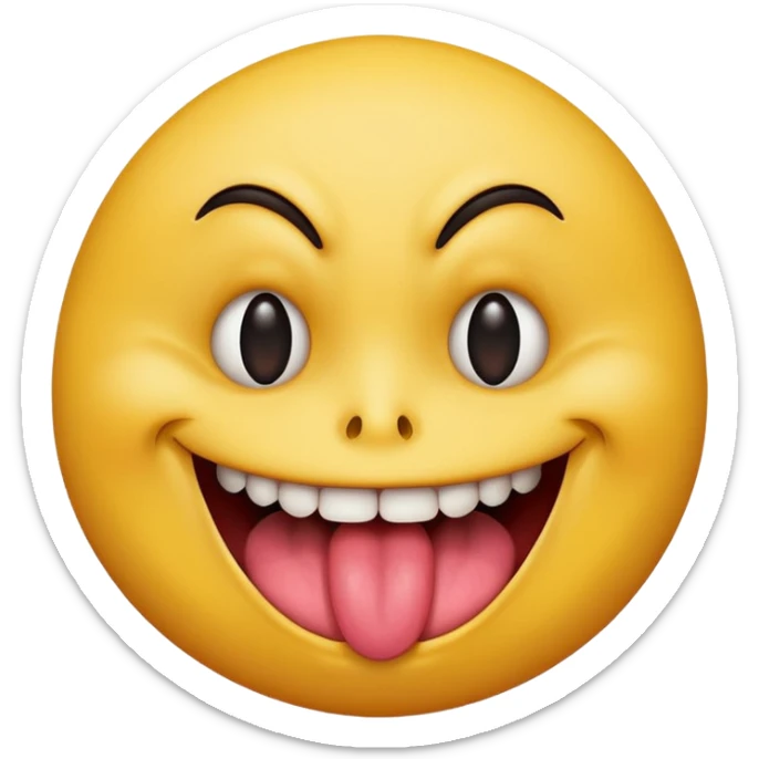Insane smiley face who’s greedy and has beady tired eyes evil with tongue out  sticker