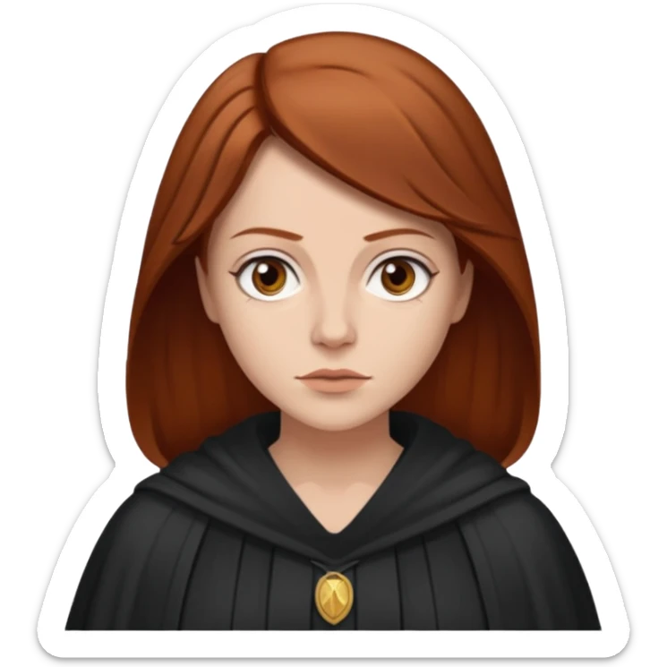A white woman with brown/auburn hair robed like she's a Traitor in the tv show The Traitors sticker