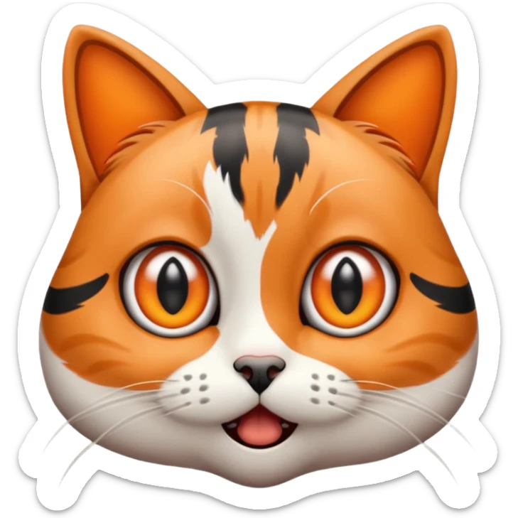 Design an emoji of a cat 🐱 realizing it left the stove on, with huge panicked eyes. sticker