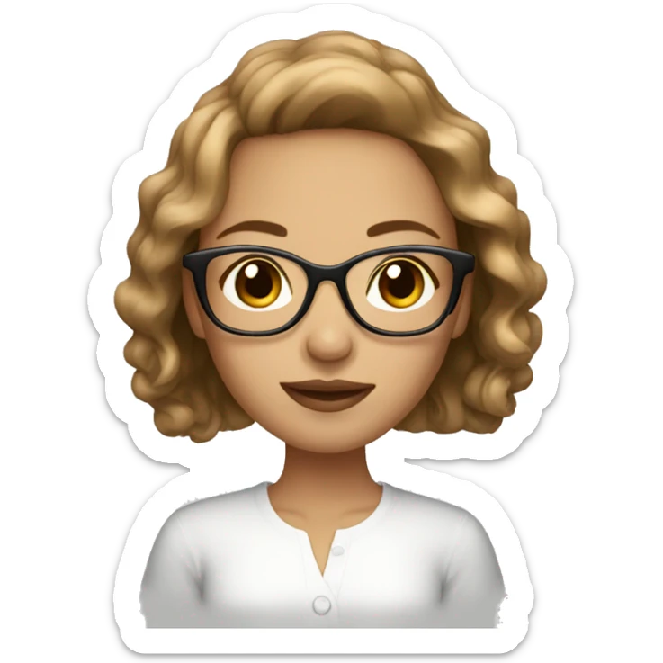 Glamorous girl with light brown hair and brown eyes with glasses sticker