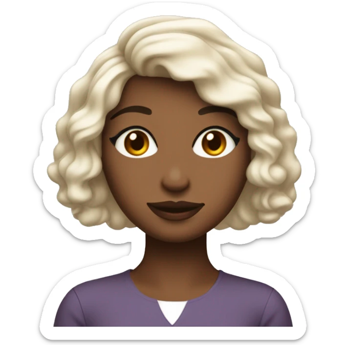 Créame una chica rizada de pelo marrón medio corto , que sea de piel blanca , con un poco de maquillaje  sticker