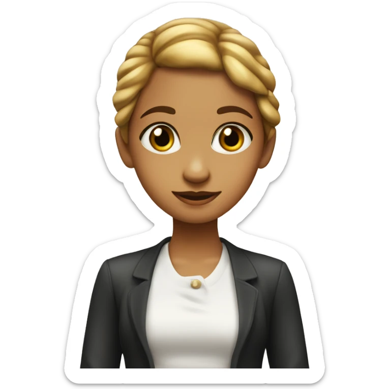 una niña con pelo cafe ondulado largo piel clara y ojos miel oscuro sticker