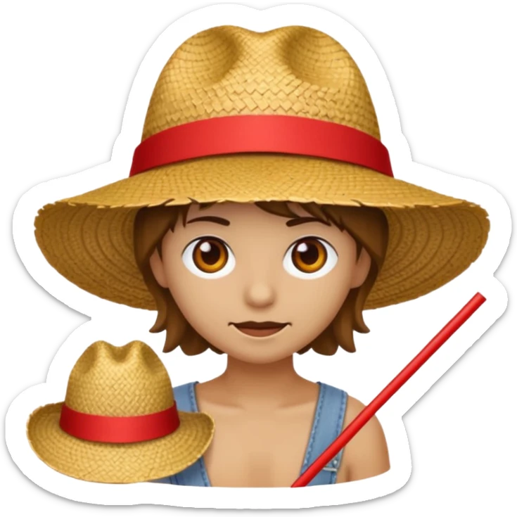 Fait moi cette emoji 🏴‍☠️ et rajoute sur la tête un chapeau de paille avec un fil rouge  sticker