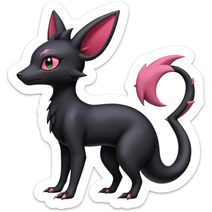 Shiny Dark Edgy Gothic Gloomy Futuristic Salandit-Umbreon-Shaymin-Delcatty-Hybrid (Full body) sticker
