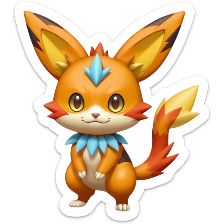 Sprigatito-Victini-Floragato-Meowscarada-Torracat-Pokémon-Fakémon-hybrid-fusion-creature (full body) sticker