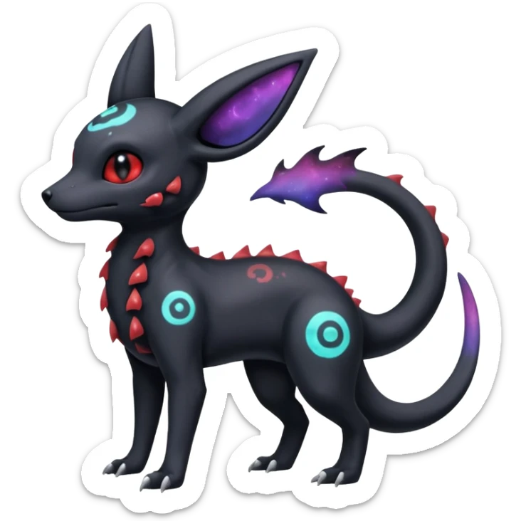 Nebulae Gothic Spooky Umbreon-Salandit-Cubone-Duskull-Noibat-Fakémon-hybrid-creature (full body)  sticker