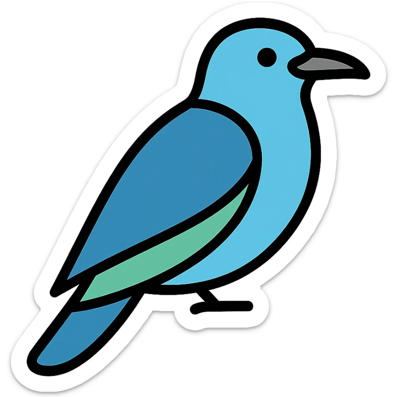 minimalist icon of a European Roller, blue silhouette with a hint of green, clean lines sticker